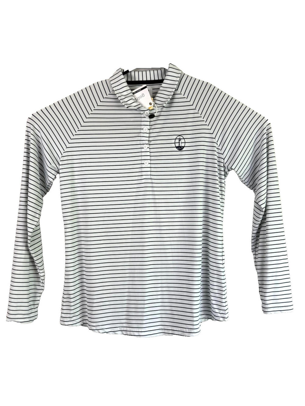 FootJoy Womens LS Pin Stripe Sun Protection Shirt Sz Large - Lighthouse - Golf